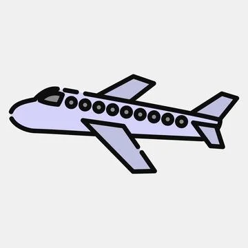 Icon airplane. Transportation elements. Icons in filled line style. Good fo.. Illustrazione stock
