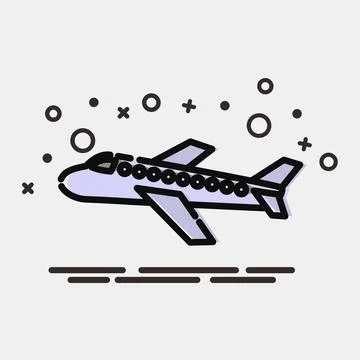 Icon airplane. Transportation elements. Icons in MBE style. Good for prints.. Stock Illustration