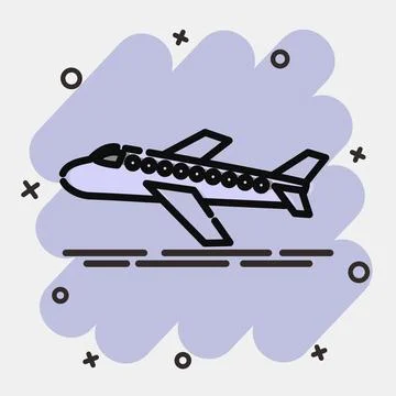 Icon airplane. Transportation elements. Icons in comic style. Good for prin.. Stockillustratie