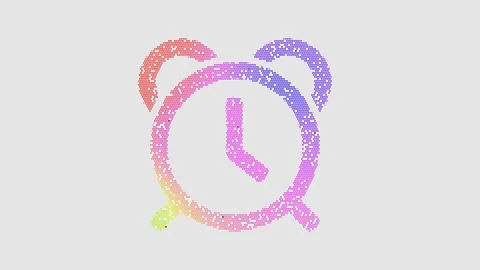 Icon alarm clock is made up of LED square shapes that shimmer and flicker. There Vídeos de archivo 296213117