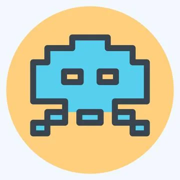 Icon Alien Invader - Color Mate Style,Simple illustration,Editable stroke Stock Illustration