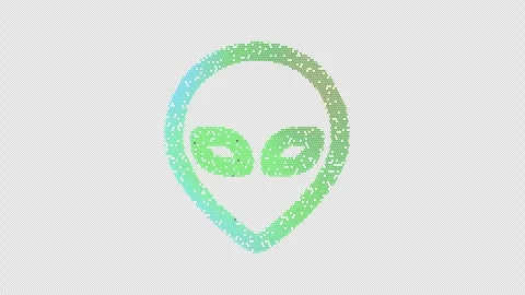 Icon alien is made up of LED square shapes that shimmer and flicker. There are Stock Footage 296215519
