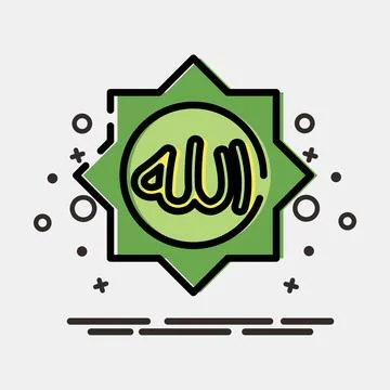 Icon Allah word. Islamic elements of Ramadhan, Eid Al Fitr, Eid Al Adha. Ic.. イラスト素材