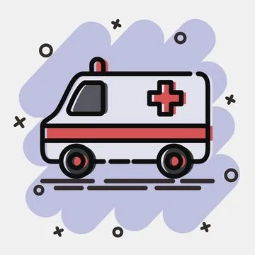 Icon ambulance. Transportation elements. Icons in comic style. Good for pri.. Stock Illustration