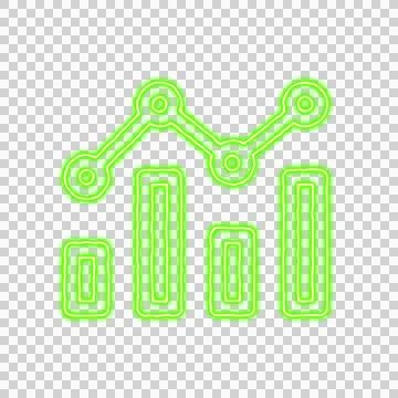 Icon analytics from the flow of energy of green color. Shimmering neon Stock Illustration