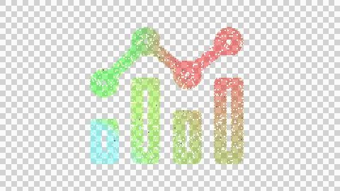 Icon analytics is made up of LED square shapes. There are bright diodes and Stock Illustration