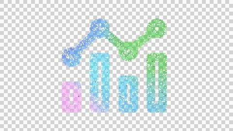 Icon analytics is made up of LED square shapes. There are bright diodes and Stock Illustration