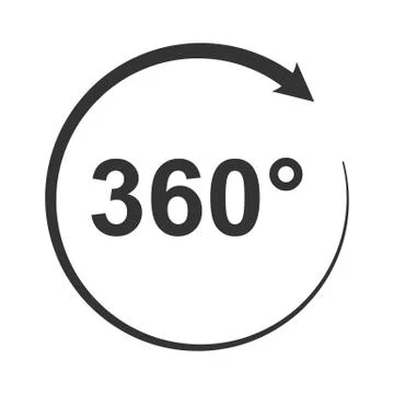 Icon of Angle 360 degrees video panaramic view symbol. Stock Illustration