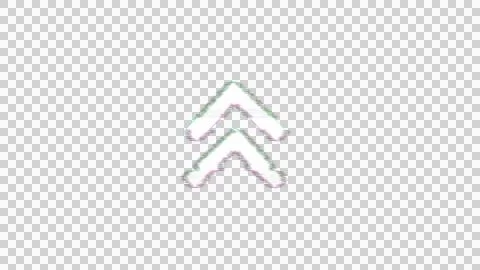 Icon angle double up is distorted. Glitch. Noise, chromatic aberration, Illustrazione stock