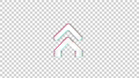 Icon angle double up is distorted. Glitch. Noise, chromatic aberration, Illustrazione stock