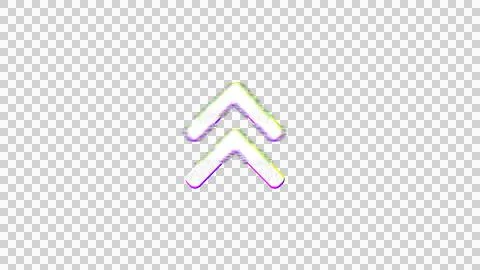 Icon angle double up is distorted. Glitch. Noise, chromatic aberration, Illustrazione stock