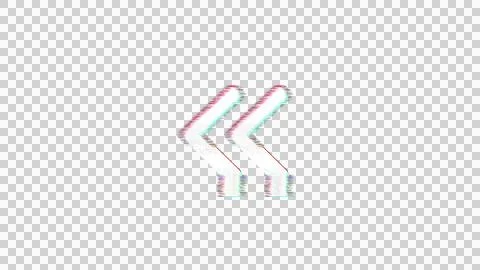 Icon Angle double left is distorted. Glitch. Noise, chromatic aberration, Stock Illustration