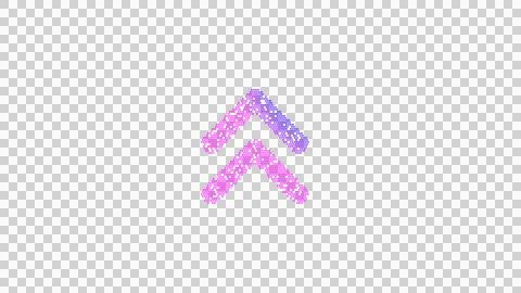 Icon angle double up is made up of LED square shapes. There are bright diodes Illustrazione stock