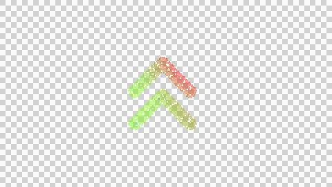 Icon angle double up is made up of LED square shapes. There are bright diodes Illustrazione stock