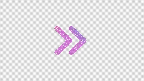 Icon angle double right is made up of LED square shapes that shimmer and Stock Footage 290927424