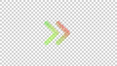 Icon angle double right is made up of LED square shapes. There are bright diodes Illustrazione stock