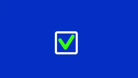Icon animated right in blue screen Video stock 297205935