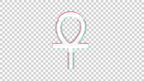 Icon ankh is distorted. Glitch. Noise, chromatic aberration, geometric Stock Illustration