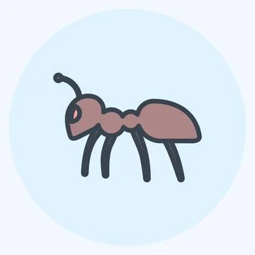 Icon Ant 2. suitable for Animal symbol. color mate style. simple design edita Stock Illustration