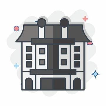 Icon Apartment. related to Accommodations symbol. comic style. simple desig.. 库存插图