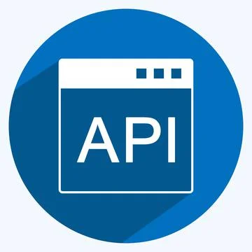 Icon API. suitable for Programming symbol. long shadow style. simple design e 스톡 일러스트