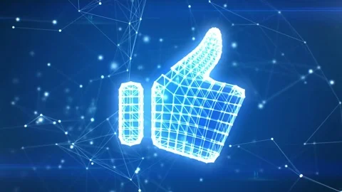 Like Icon Appearing in Network Cloud from Lines and Dots. Stock Footage 79726138