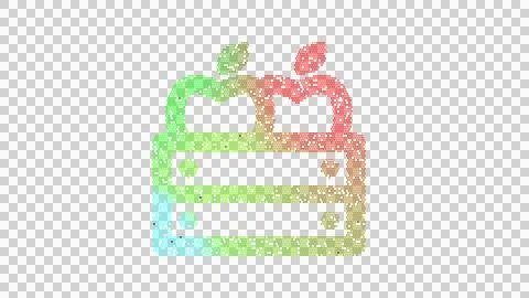 Icon apple crate is made up of LED square shapes. There are bright diodes and Stock Illustration