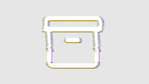 Icon archive box is distorted. Glitch. Noise, chromatic aberration, geometric Video stock 301596746