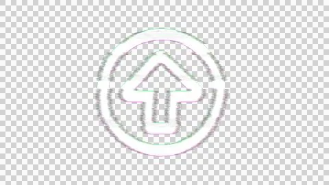 Icon arrow circle up is distorted. Glitch. Noise, chromatic aberration, Illustrazione stock