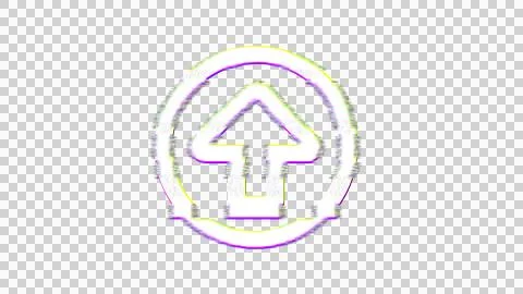 Icon arrow circle up is distorted. Glitch. Noise, chromatic aberration, Illustrazione stock