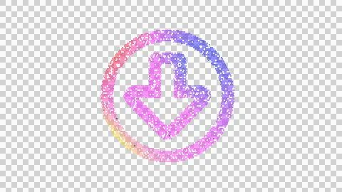 Icon arrow circle down is made up of LED square shapes. There are bright diodes Illustrazione stock