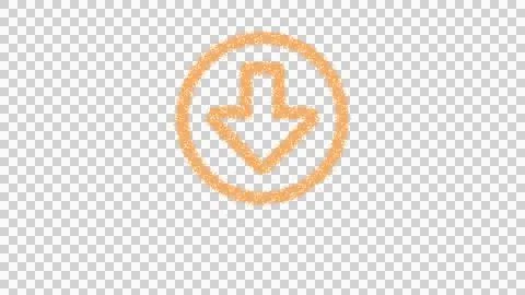 Icon arrow circle down is made of yellow grains of sand. Some grains of sand Stock Illustration