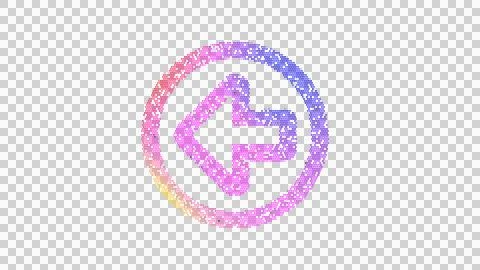 Icon arrow circle left is made up of LED square shapes. There are bright diodes Illustrazione stock