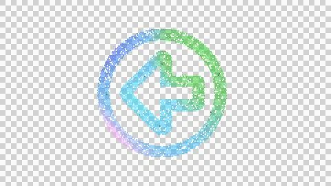 Icon arrow circle left is made up of LED square shapes. There are bright diodes Illustrazione stock