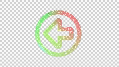 Icon arrow circle left is made up of LED square shapes. There are bright diodes Illustrazione stock