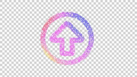 Icon arrow circle up is made up of LED square shapes. There are bright diodes Illustrazione stock