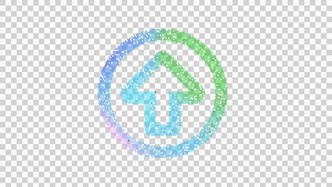 Icon arrow circle up is made up of LED square shapes. There are bright diodes Illustrazione stock