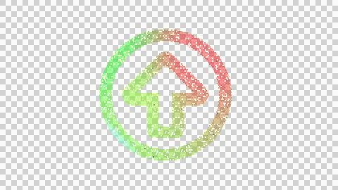 Icon arrow circle up is made up of LED square shapes. There are bright diodes Illustrazione stock