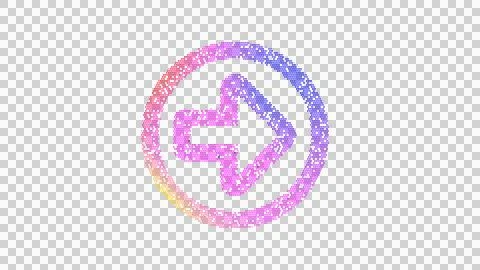 Icon arrow circle right is made up of LED square shapes. There are bright diodes Illustrazione stock