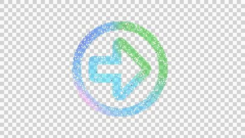Icon arrow circle right is made up of LED square shapes. There are bright diodes Illustrazione stock