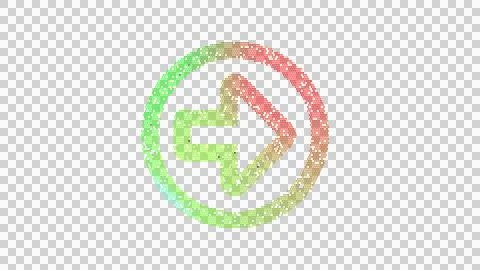Icon arrow circle right is made up of LED square shapes. There are bright diodes Illustrazione stock