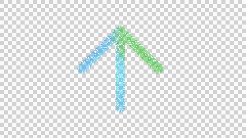 Icon arrow up is made up of LED square shapes. There are bright diodes and there Illustrazione stock