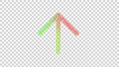 Icon arrow up is made up of LED square shapes. There are bright diodes and there Illustrazione stock