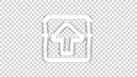 Icon arrow square up is distorted. Glitch. Noise, chromatic aberration, Stock Illustration