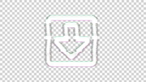 Icon arrow square down is distorted. Glitch. Noise, chromatic aberration, Stock Illustration