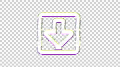 Icon arrow square down is distorted. Glitch. Noise, chromatic aberration, Stock Illustration