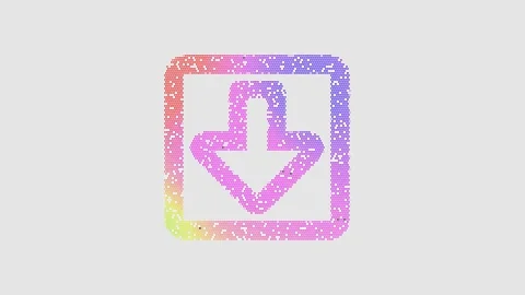 Icon arrow square down is made up of LED square shapes that shimmer and flicker. Vídeos de archivo 296213136