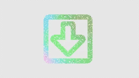 Icon arrow square down is made up of LED square shapes that shimmer and flicker. Stock Footage 296215066