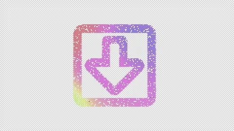 Icon arrow square down is made up of LED square shapes that shimmer and flicker. Stock Footage 296215618