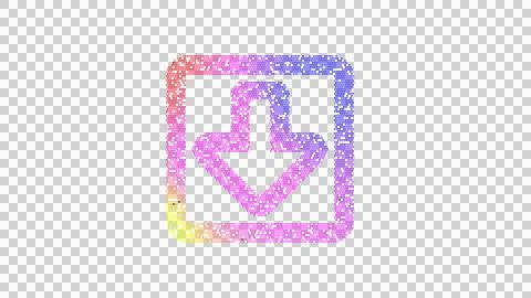 Icon arrow square down is made up of LED square shapes. There are bright diodes Illustrazione stock